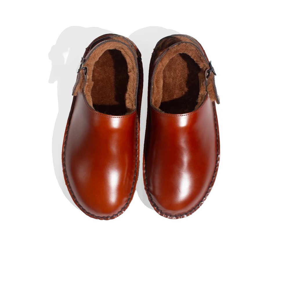 Hereu women's shearling clog, tan leather, 37